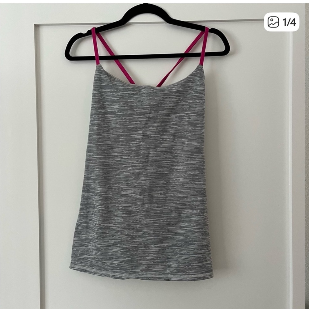 lululemon athletica Gray Tank Top with Pink Straps